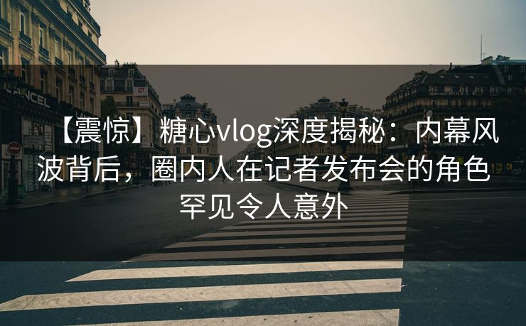 【震惊】糖心vlog深度揭秘：内幕风波背后，圈内人在记者发布会的角色罕见令人意外