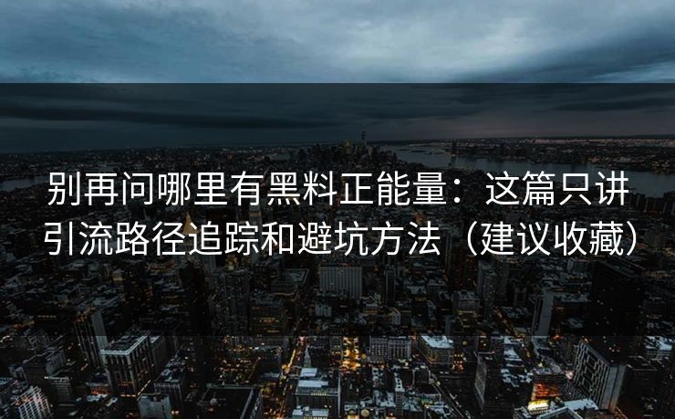 别再问哪里有黑料正能量：这篇只讲引流路径追踪和避坑方法（建议收藏）