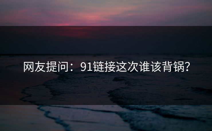 网友提问：91链接这次谁该背锅？