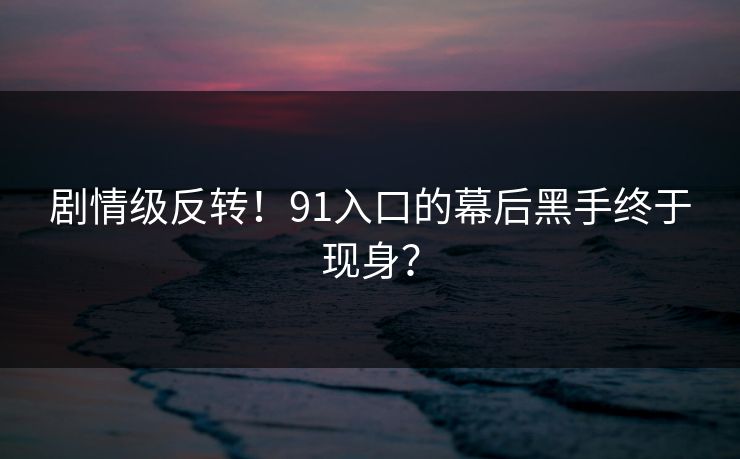 剧情级反转！91入口的幕后黑手终于现身？
