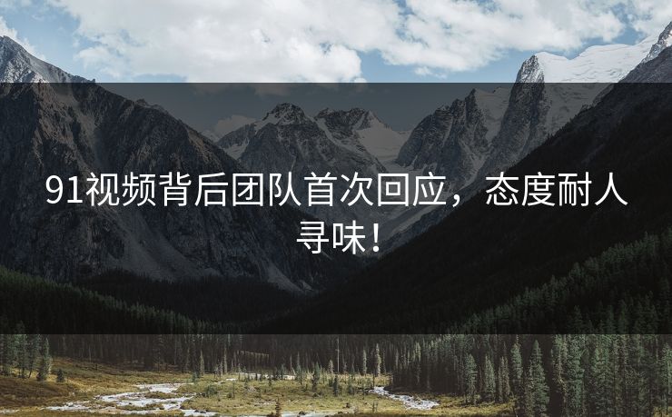91视频背后团队首次回应，态度耐人寻味！