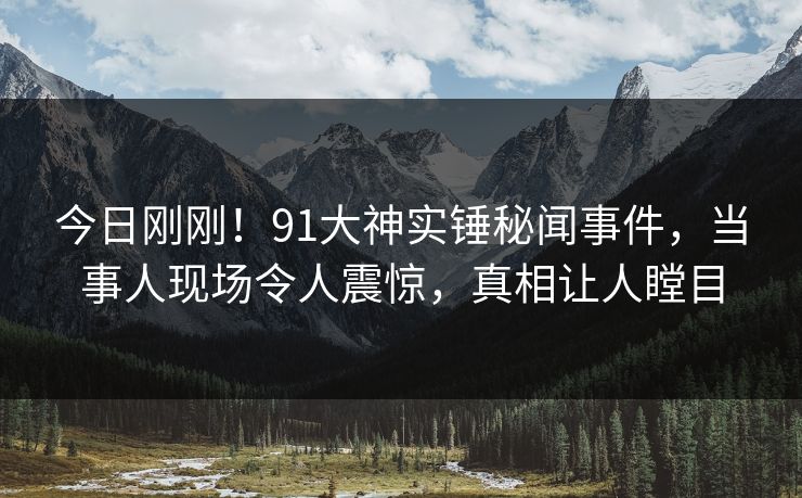 今日刚刚！91大神实锤秘闻事件，当事人现场令人震惊，真相让人瞠目