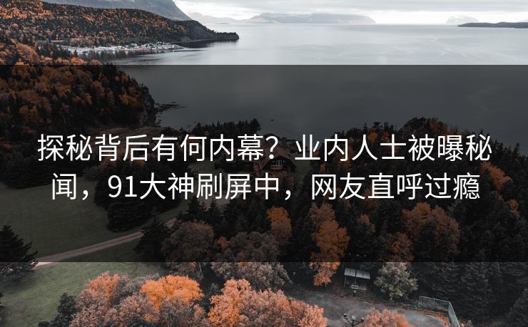 探秘背后有何内幕？业内人士被曝秘闻，91大神刷屏中，网友直呼过瘾