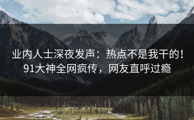 业内人士深夜发声：热点不是我干的！91大神全网疯传，网友直呼过瘾