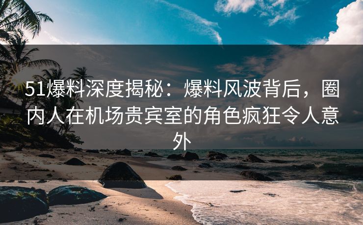 51爆料深度揭秘：爆料风波背后，圈内人在机场贵宾室的角色疯狂令人意外