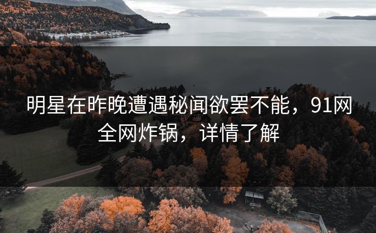 明星在昨晚遭遇秘闻欲罢不能，91网全网炸锅，详情了解