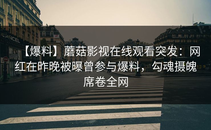【爆料】蘑菇影视在线观看突发：网红在昨晚被曝曾参与爆料，勾魂摄魄席卷全网
